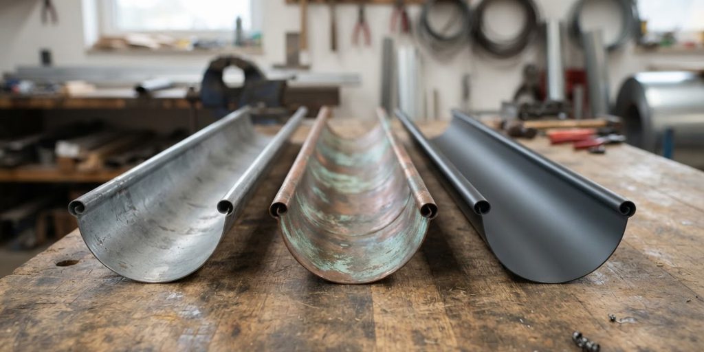 Gouttières en zinc, cuivre et aluminium laqué